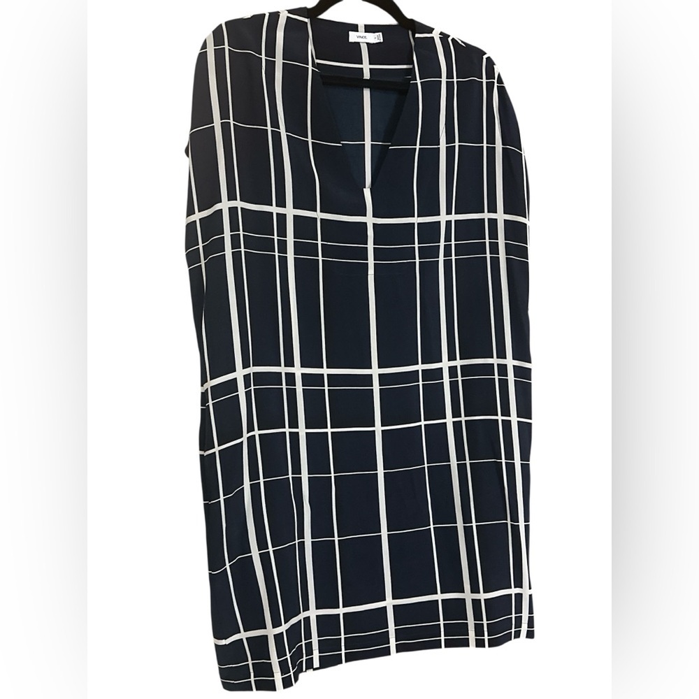 Vince Navy and White Grid Pattern dress - Picture 2 of 6